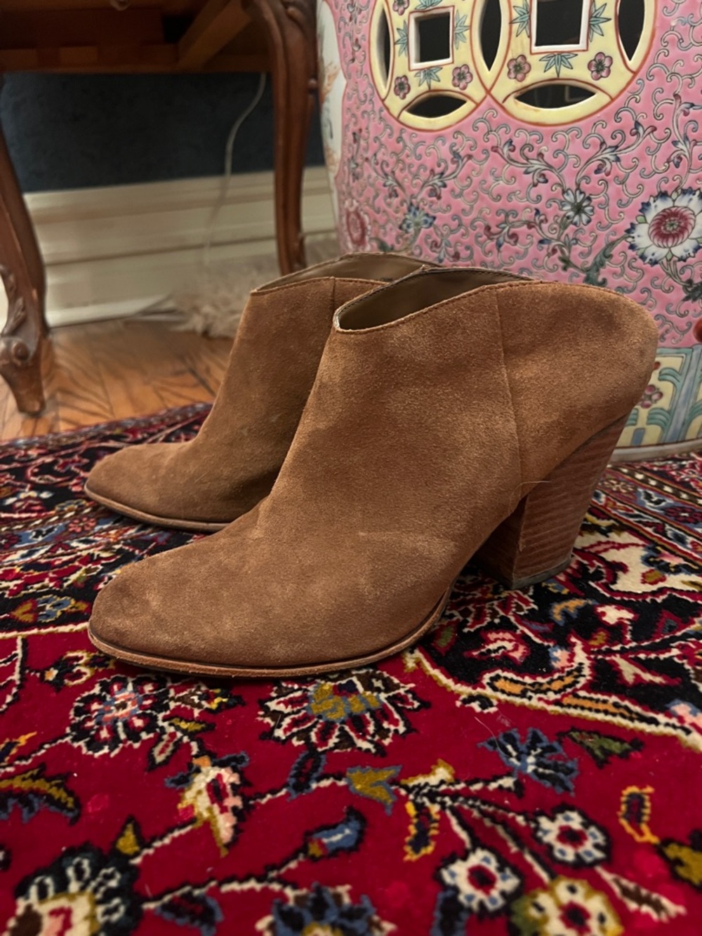 Dolce Vita Brown Suede Stacked Heel Ankle Booties